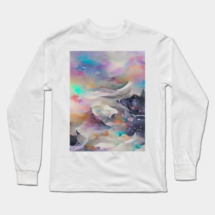 Abstract, Marble, Watercolor, Colorful, Vibrant Colors, Textured Painting, Texture, Gradient, Wave, Fume, Wall Art, Modern Art Long Sleeve T-Shirt